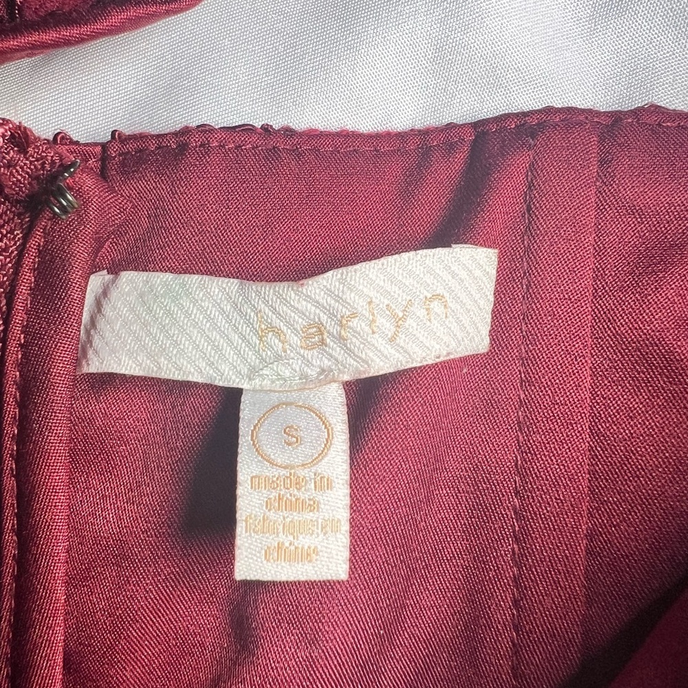 Harlyn Burgundy place Cap Sleeve Dress | S - Picture 12 of 12